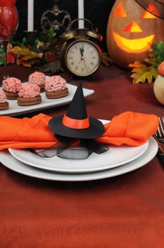 decorative cloth bound witch hat in honor of Halloween