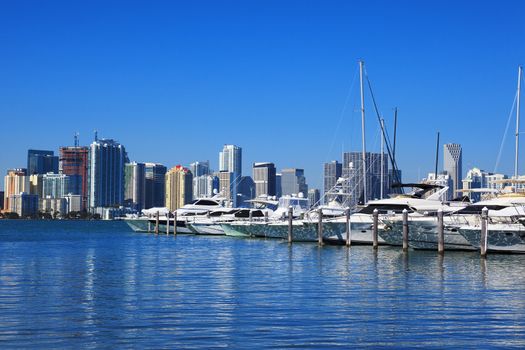 Downtown Miami with blue sky, Florida 