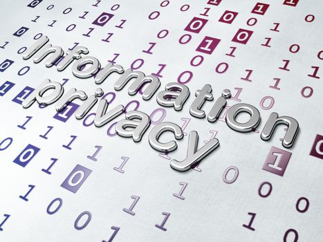 Privacy concept: Golden Information Privacy on Binary Code background, 3d render