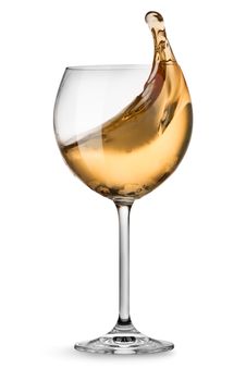 Moving white wine glass over a white background