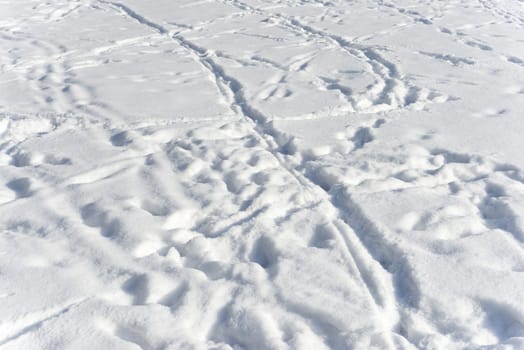 Snow texture and footprints in the snow