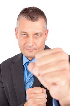 An image of a business man boxing