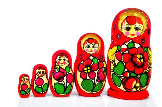 matryoshka dolls isolated on white background