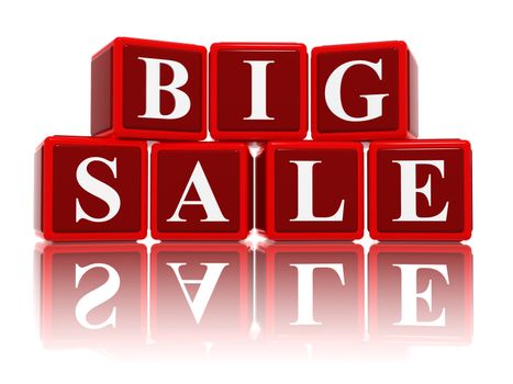 big sale - text in 3d red cubes with white letters, business shopping concept words