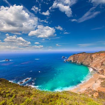 California beach near Bixby bridge in Big Sur in Monterey County along State Route 1 US