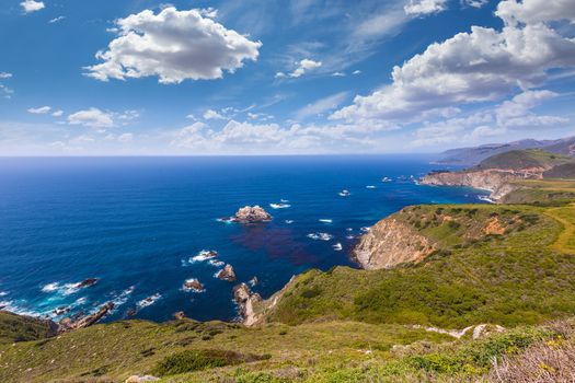 California beach near Bixby bridge in Big Sur in Monterey County along State Route 1 US