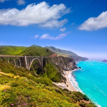 California Bixby bridge in Big Sur in Monterey County along State Route 1 US