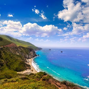 California beach near Bixby bridge in Big Sur in Monterey County along State Route 1 US