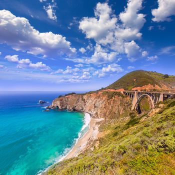 California Bixby bridge in Big Sur in Monterey County along State Route 1 US