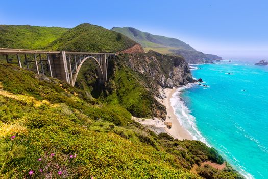 California Bixby bridge in Big Sur in Monterey County along State Route 1 US