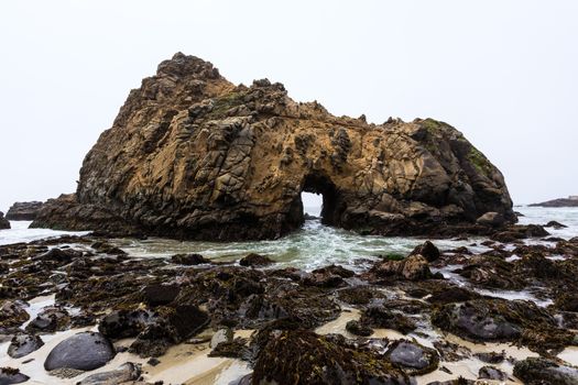 California Pfeiffer Beach in Big Sur State Park rocks and waves