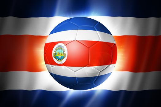 3D soccer ball with Costa Rica team flag, world football cup Brazil 2014