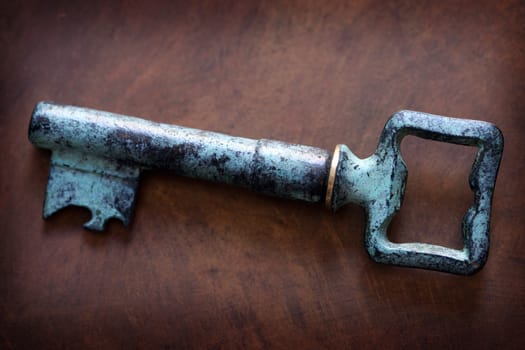 old patinated key close up