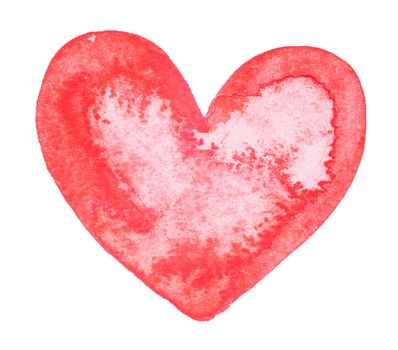 Watercolor painted red heart, for your design