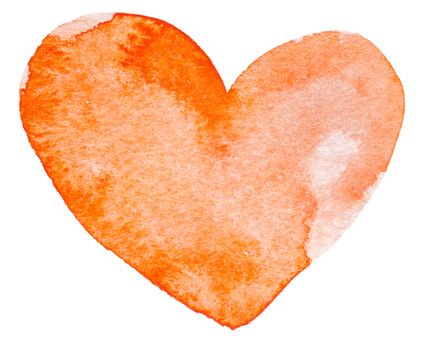 Watercolor painted red heart, for your design