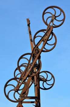 Close up of old winding equipment