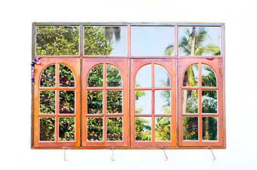 Window frame with tree reflect