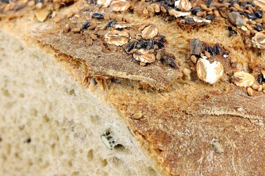 bread with seeds food background 