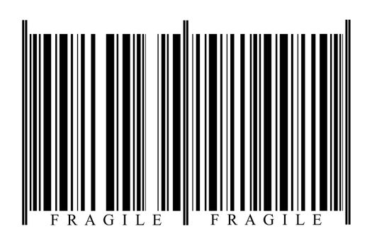 Fragile Barcode on white background