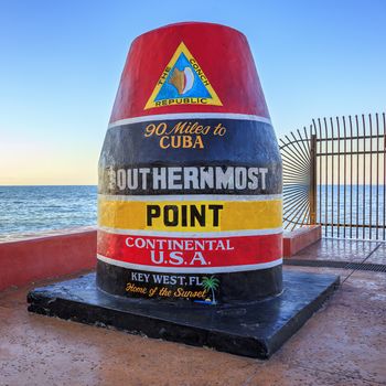 Famous Key West, Florida Buoy sign marking the southernmost point 