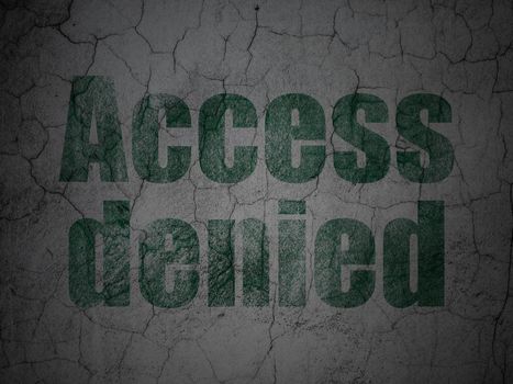 Safety concept: Green Access Denied on grunge textured concrete wall background, 3d render