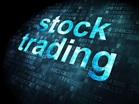 Finance concept: pixelated words Stock Trading on digital background, 3d render