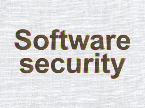 Privacy concept: CMYK Software Security on linen fabric texture background, 3d render