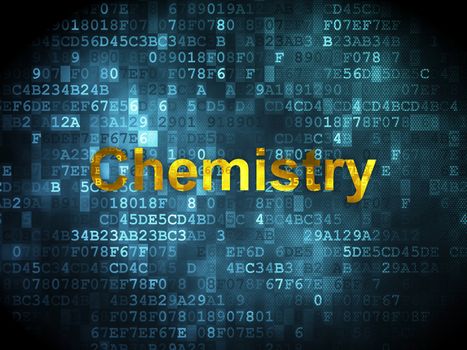 Education concept: pixelated words Chemistry on digital background, 3d render