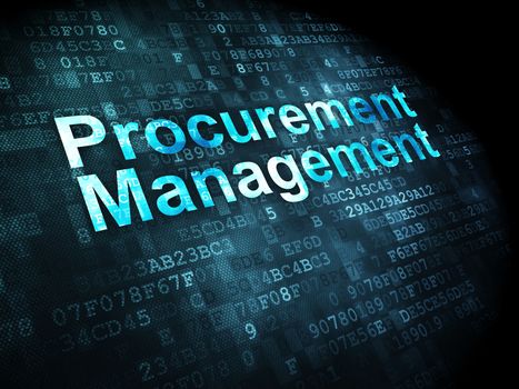 Business concept: pixelated words Procurement Management on digital background, 3d render