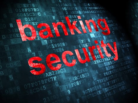 Security concept: pixelated words Banking Security on digital background, 3d render