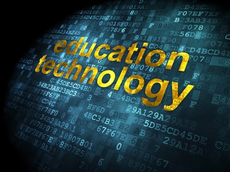 Education concept: pixelated words Education Technology on digital background, 3d render