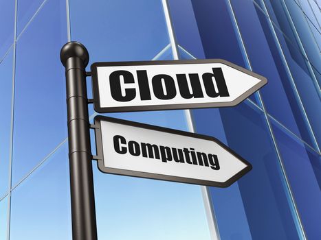Cloud computing concept: sign Cloud Computing on Building background, 3d render