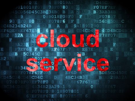 Cloud networking concept: pixelated words Cloud Service on digital background, 3d render