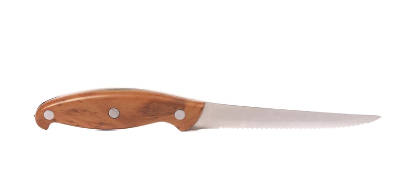 Close up of kitchen knife. Isolated on a white background.