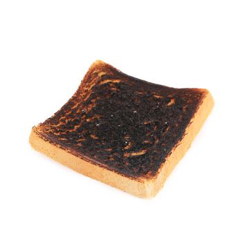 Burnt toast isolated on a white background.