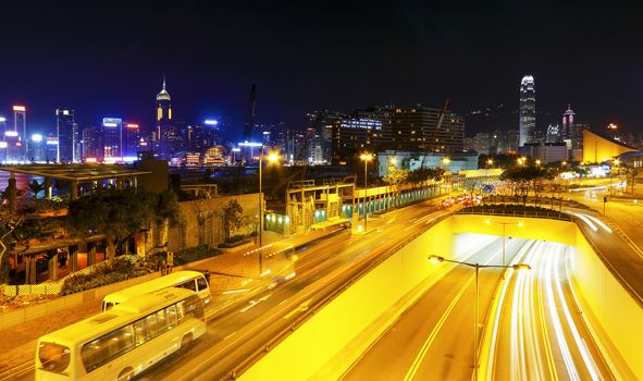 modern city traffic at night 