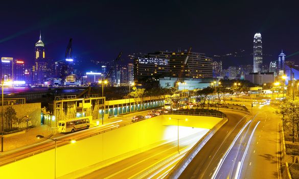 modern city traffic at night 
