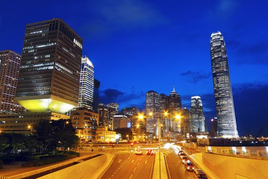 Modern urban landscape and the bustling streets in the evening 