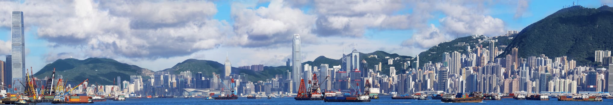 hong kong panoramic skyline at day