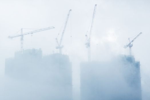 Air pollution scenic with construction plant