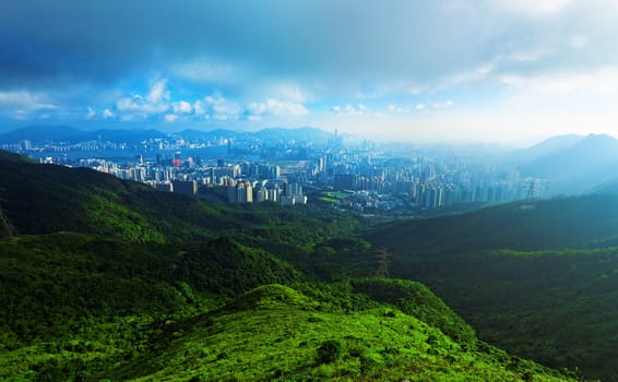 Sunset In A District Of Hong Kong 