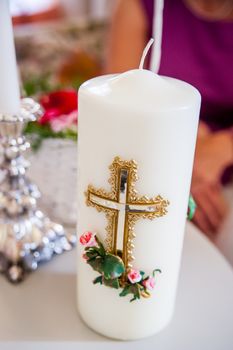 Image of a big candle in a wedding ritual