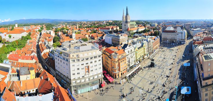 Panoramicc top view on Zagreb, Croatia