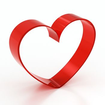 red glass heart-shaped on a white background