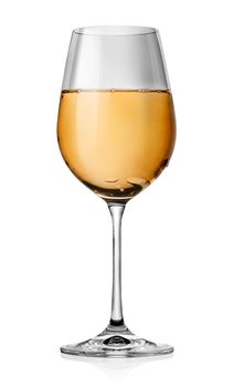 Glass of white wine isolated on white background