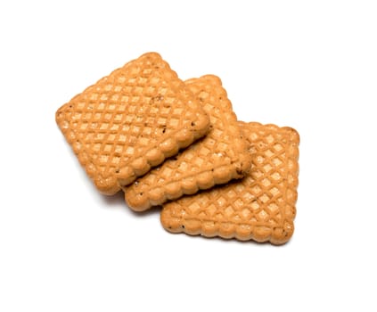 Square shaped cookies on a white background