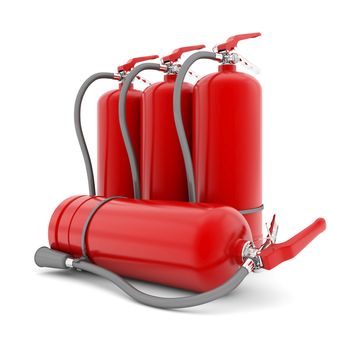 red fire extinguisher isolated on white background