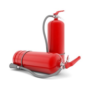 red fire extinguisher isolated on white background