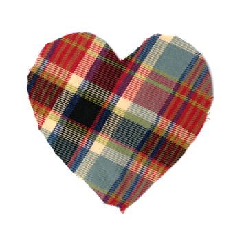 heart of checkered fabric isolated on white background