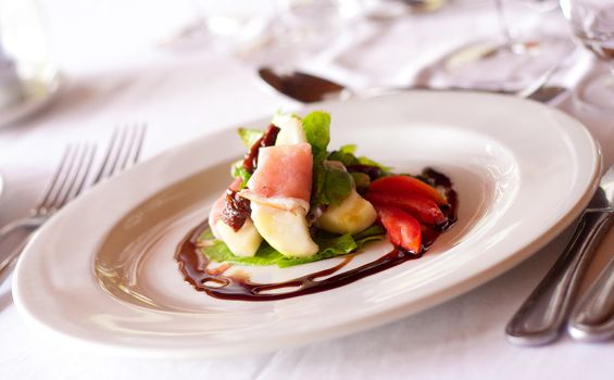 Ham and Melon Salad with a Balsamic Reduction